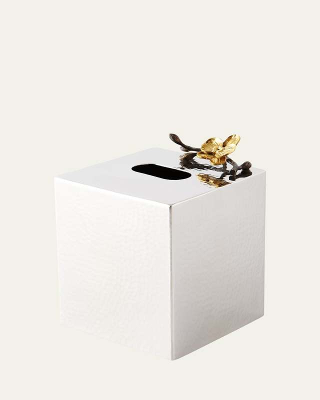 Gold Orchid Tissue Box Cover